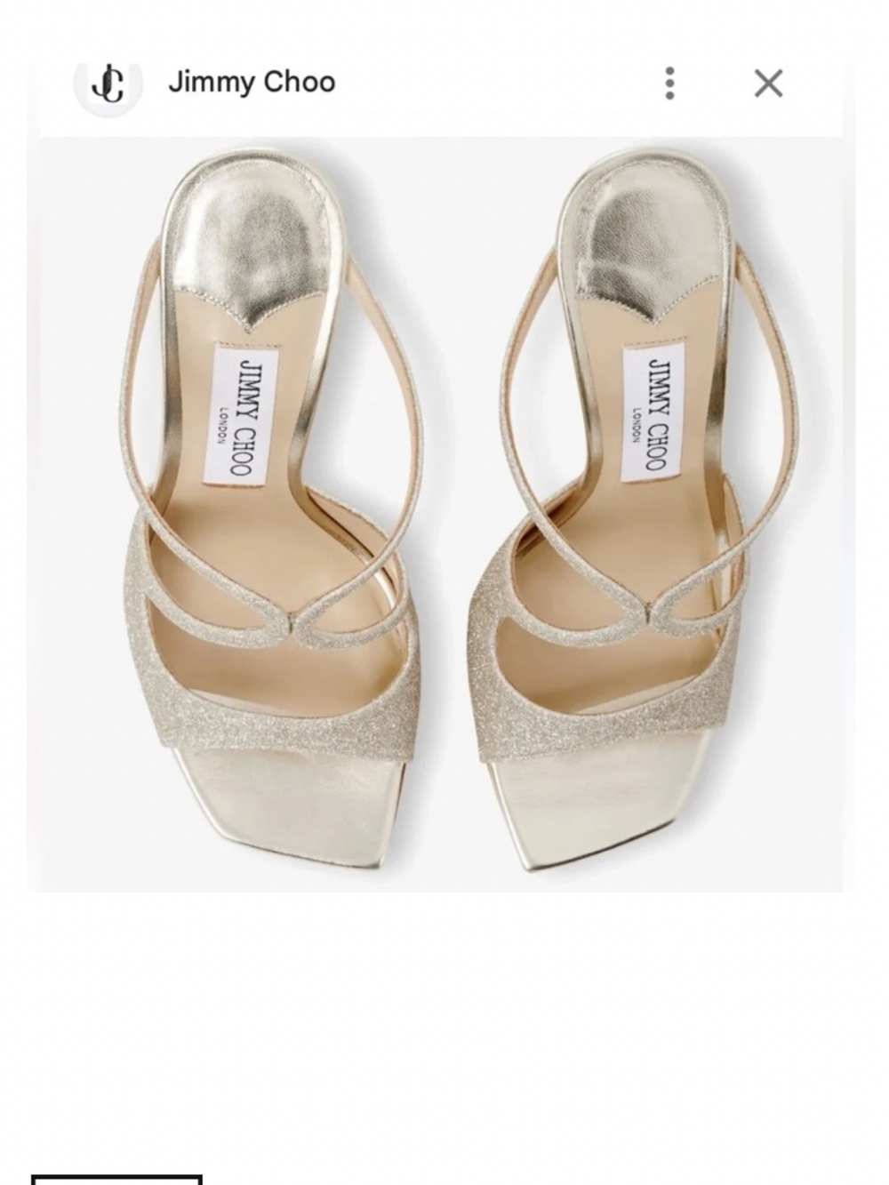 Jimmy Choo Platinum Ice Dusty Glitter Mules Color Platinum Ice Anise 95 $850 - Picture 4 of 6